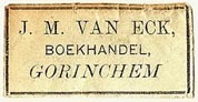 J.M. Van Eck, Boekhandel, Gorinchem, Netherlands (28mm x 13mm). Courtesy of S. Loreck.