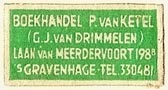 P. van Ketel, Boekhandel (G.J. van Drimmelen), The Hague, Netherlands (27mm x 13mm). Courtesy of S. Loreck.