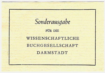 Wissenschaftliche Buchgesellschaft (WBG), Darmstadt, Germany (approx 74mm x 30mm, ca.1960). Courtesy of Michael Kunze.
