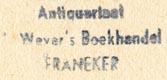 Wever's Boekhandel, Antiquariaat, Franeker, Netherlands (22mm x 10mm, after 1926). Courtesy of Robert Behra.