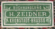 M. Zeidner, Buchhandlung, Kronstadt-Brasso [Brasov, Romania] (30mm x 15mm). Courtesy of Robert Behra.
