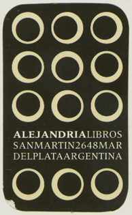 Alejandria Libros, Mar del Plata, Argentina, (30mm x 50mm, c.2000). Courtesy of Mario Martin.