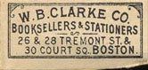 W.B. Clarke Co., Boston,  Massachusetts (27mm x 13mm, ca.1914). Courtesy of Steve Trussel.
