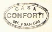 Casa Conforti, Mar del Plata, Argentina (inkstamp, 20mm x 13mm, c.1980). Courtesy of Mario Martin.