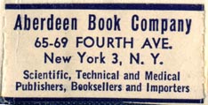 Aberdeen Book Company, New York, NY (38mm x 19mm, ca.1951). Courtesy of Robert Behra.
