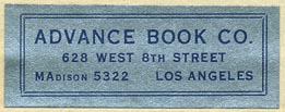 Advance Book Co., Los Angeles, California (42mm x 16mm).