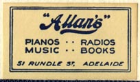 Allan's, Adelaide, Australia (33mm x 19mm, after 1938)