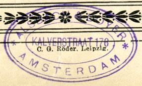 Alsbach & Doyer, Amsterdam, Netherlands (inkstamp, 45mm x 27mm)