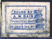 A.W. Bain, Binder, London, England (17mm x 13mm, ca.1890)