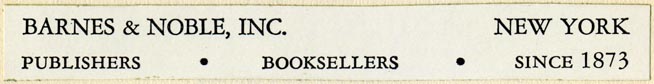 Barnes & Noble, Publishers and Booksellers, New York (108mm x 13mm, ca.1961)