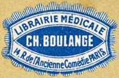Ch. Boulange, Librairie Mdicale, Paris, France (29mm x 19mm, ca.1890s?)