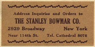 The Stanley Bowmar Co., New York (54mm x 26mm, ca.1930)