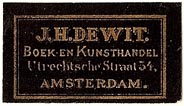 J.H. DeWit, Boekhandel, Amsterdam, Netherlands (30mm x 17mm)