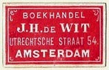J.H. DeWit, Boekhandel, Amsterdam, Netherlands (25mm x 15mm)