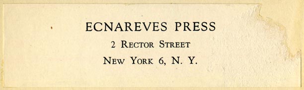 Ecnareves Press, New York (102mm x 29mm, ca.1943)