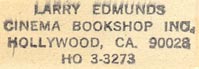 Larry Edmund's Cinema Bookshop, Hollywood, California (inkstamp, 32mm x 10mm)