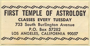 First Temple of Astrology, Los Angeles, California (50mm x 25mm). Courtesy of Donald Francis.