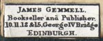 James Gemmell, Edinburgh [Scotland] (24mm x 9mm, ca.1880?)