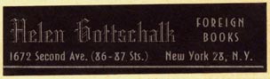Helen Gottschalk, Foreign Books, New York, NY (51mm x 13mm)