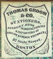 Thomas Groom & Co, Boston (30mm x 35mm, ca.1885). Courtesy of Peter Christian Pehrson.