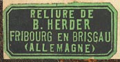 B. Herder, Fribourg en Brisgau [Germany] (28mm x 14mm, ca.1906)
