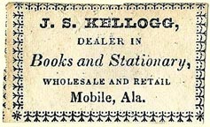 J.S. Kellogg, Books and Stationary, Mobile, Alabama (38mm x 22mm, ca.1830s or 40s?). Courtesy of S. Loreck.