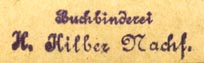 K. Kilber Nachf., Buchbinderei (30mm x 8mm, ca.1922). Courtesy of R. Behra.