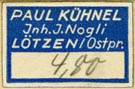 Paul Khnel, Ltzen, East Prussia [now Giżycko, Poland] (22mm x 10mm, before 1945?)