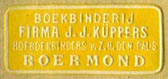 J.J. Kppers, Boekbinderij, Roermond, Netherlands (27mm x 12mm)