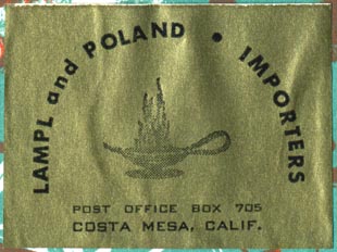 Lampl and Poland, Importers, Costa Mesa, California (50mm x 38mm, ca.1956)