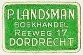 P. Landsman, Boekhandel, Dordrecht, Netherlands (26mm x 16mm)