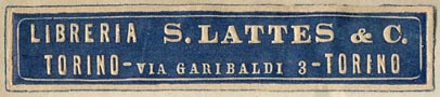 S. Lattes & C., Libreria Torino, Turin, Italy (67mm x 13mm)