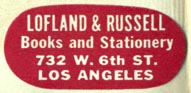 Lofland & Russell, Books and Stationery, Los Angeles, California (30mm x 14mm)