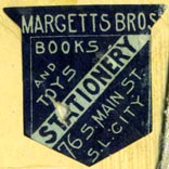 Margetts Bros, Stationers, Salt Lake City, Utah  (25mm x 25mm, ca.1891). Courtesy of Robert Behra.