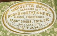 Margetts Bros, Stationers, Salt Lake City, Utah  (29mm x 19mm, ca.1880s). Courtesy of Robert Behra.