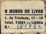O Mundo do Livro, Lisbon, Portugal (28mm x 20mm, ca.1960s?)