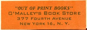 O'Malley's Book Store, New York (47mm x 17mm)