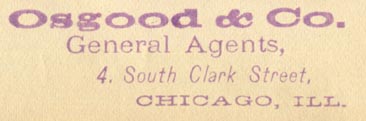 Osgood & Co., General Agents, Chicago, Illinois (56mm x 17mm, ca.1874)