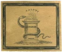 J.P. Parke, Medical Books, Philadelphia, Pennsylvania (32mm x 27mm, ca.1840?)