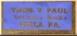 Thomas V. Paul, Antiques - Books, Philadelphia, Pennsylvania (26mm x 12mm, after 1919)