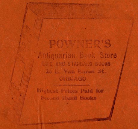 Powner's Antiquarian Book Store, Chicago, Illinois (inkstamp, 64mm x 70mm). Courtesy of R. Behra.