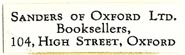 Sanders of Oxford, Booksellers, Oxford, England (30mm x 9mm)