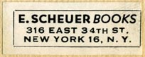 E. Scheuer Books, New York (33mm x 13mm).