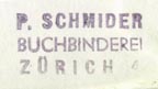 P. Schmider, Buchbinderei, Zrich (22mm x 11mm, ca.1937)
