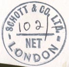 Schott & Co., London, England (inkstamp, 23mm dia.). Courtesy of R. Behra.