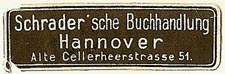 Schrader'sche Buchhandlung, Hannover, Germany (36mm x 12mm)