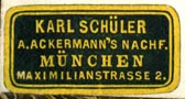 Karl Schler (A.Ackermann's Nachf.), Mnchen, Germany (27mm x 14mm, ca.1897?)