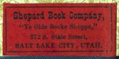 Shepard Book Company, Salt Lake City, Utah (27mm x 12mm, ca.1902?). Courtesy of Robert Behra.