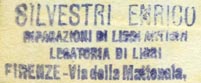 Enrico Silvestri, Legatoria di Libri [binder], Florence, Italy (35mm x 14mm, ca.1920s-30s?). Courtesy of Robert Behra.
