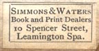 Simmons & Waters, Leamington Spa [England] (approx. 23mm x 11mm)